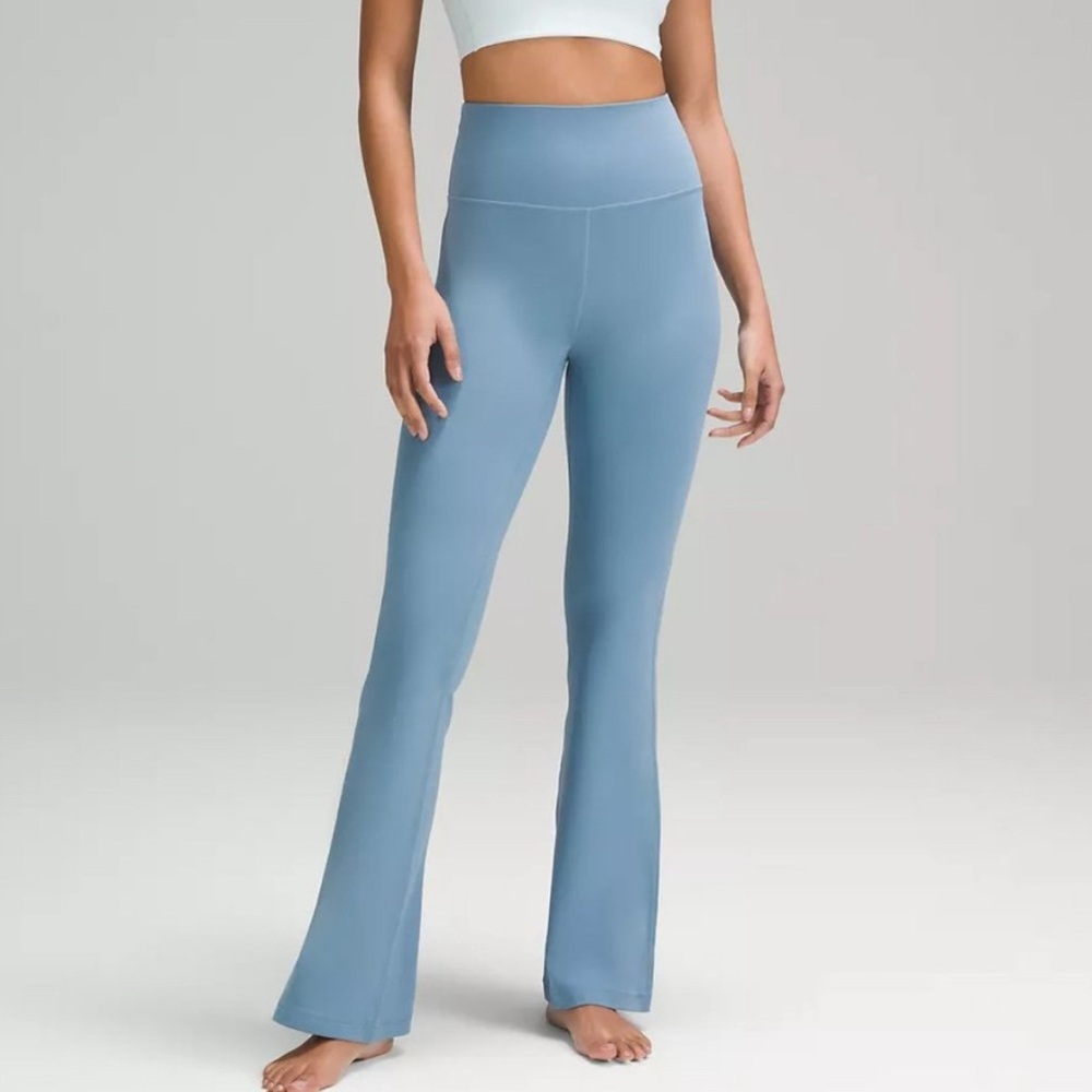 Size 12 Lululemon Groove Super-High-Waisted Flare Blue Leggings